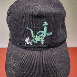 Vintage Sinclair Oil Speedy Dinosaur Corduroy Hat Leather strap Made in USA Cap,